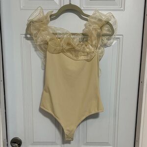 Elegant Cream Bodysuit with Ruffle Detail